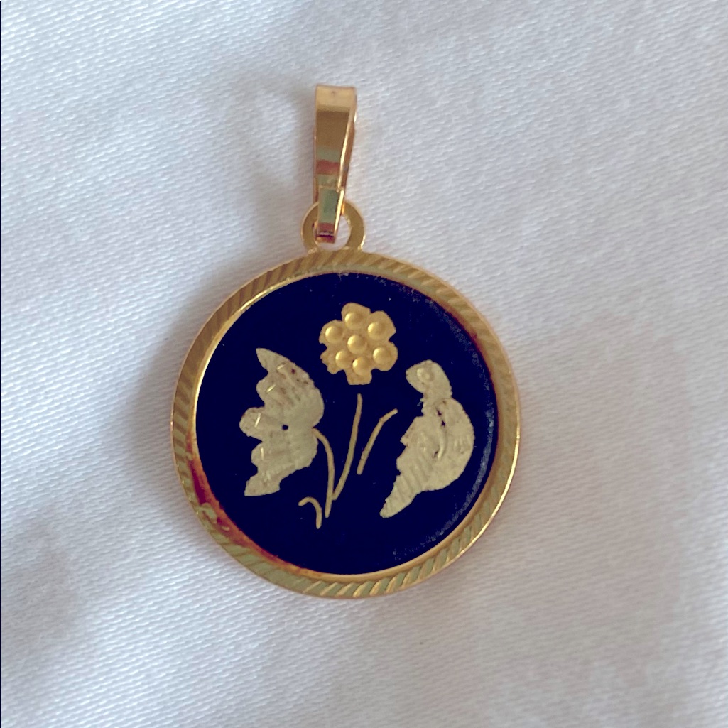 Vintage Damascene Pendant Floral Motif
